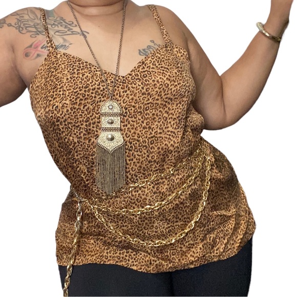 Diane Gilman Tops - Y2K Retro Diane Gilman Cheetah Animal Print 100% Silk Camisole Tank Top